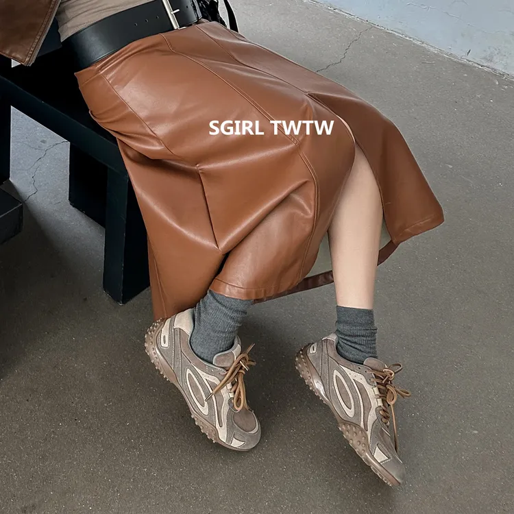SGIRL TWTW2025年秋季新款真皮网布防滑透气平底休闲鞋老爹鞋女鞋
