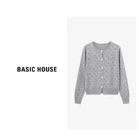 Basic House/百家好休闲波点长袖时尚百搭针织衫-B0625B5KKM2