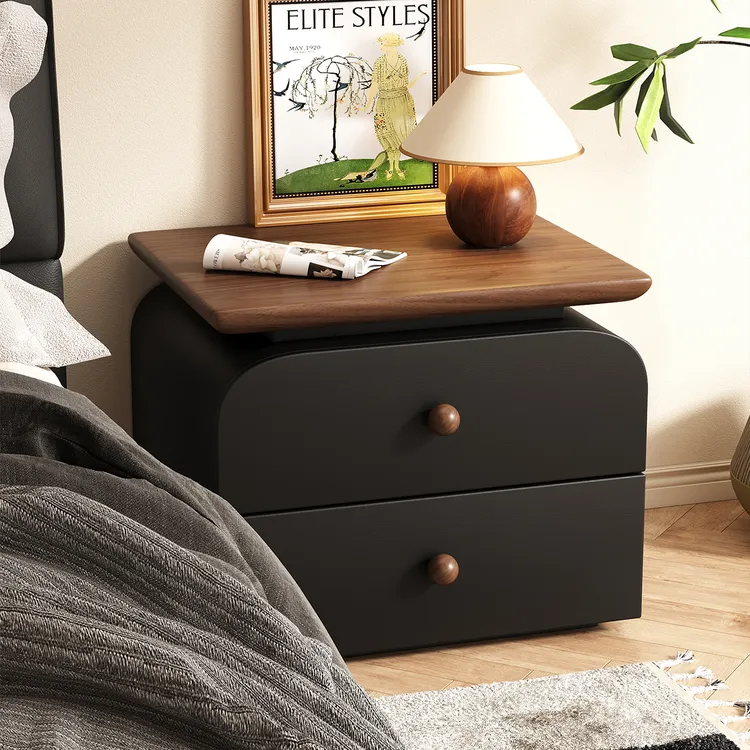 三梦纯实木床头柜家用卧室2025新款小型中古奶油风现代简约床边柜