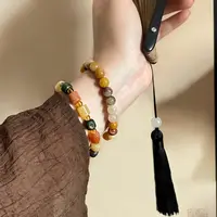 非金属布艺手链 新中式渐变串珠手链单圈复古百搭手环新款手饰品