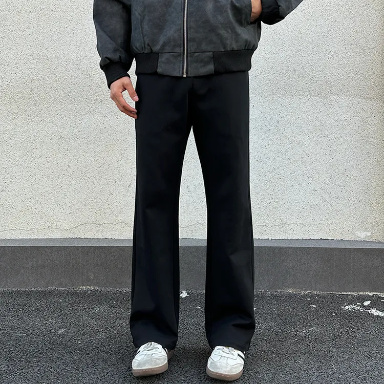 小个子短款休闲裤男秋冬季新款宽松直筒高裆显高纯色简约长裤卫裤