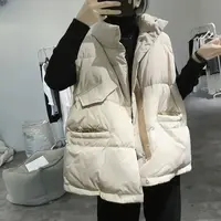 大码短款立领棉服马甲女秋冬胖mm韩版宽松休闲马夹坎肩外套潮208