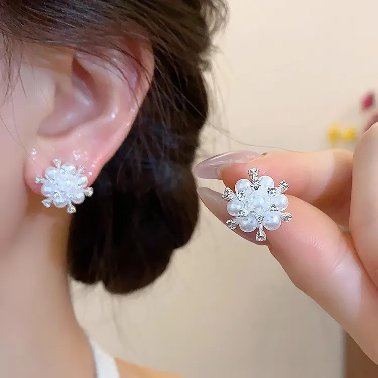 法式烟花仿珍珠耳钉简约时尚耳环2025新款爆款高级感轻奢耳饰1145