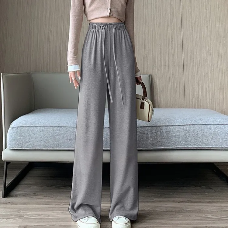 糯米裤子高腰秋冬款窄版直筒裤垂感阔腿宽松显瘦小个子外穿显腿长