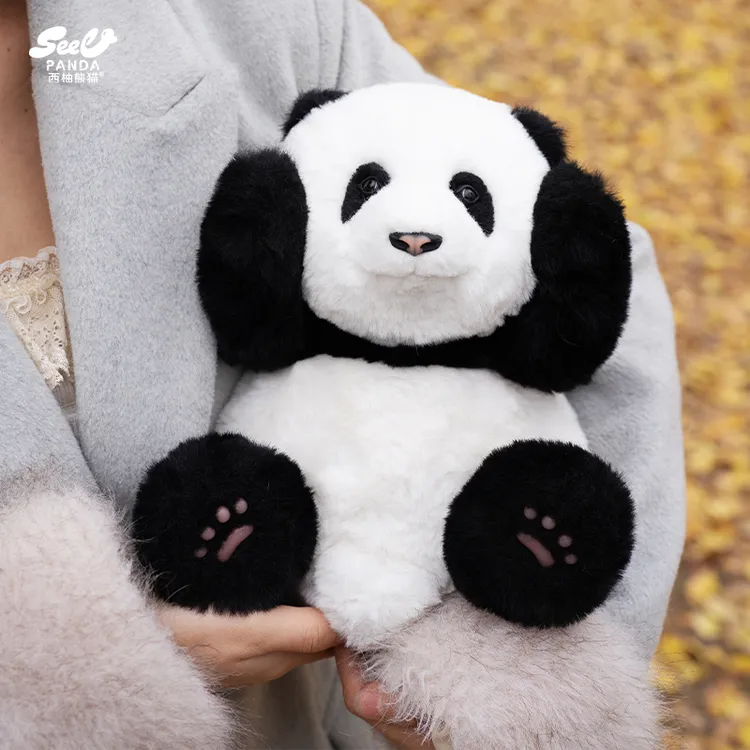 西柚熊猫mini花花仿真熊猫工厂玩偶毛绒公仔玩具小众高级生日礼物