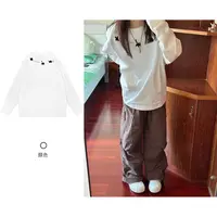 纯棉长袖T恤圆领宽松套头卡通秋冬休闲卫衣打底百搭学生小众简约