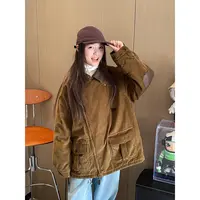 YUUKO 儿童复古褪色做旧灯芯绒翻领夹棉外套—25215