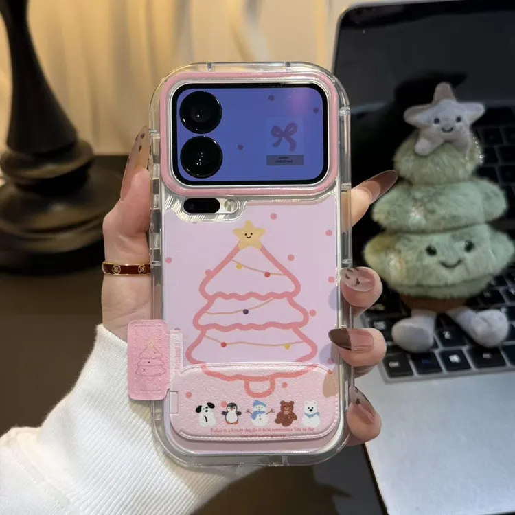 奥菲顿粉圣诞树动物支架适用苹果17羽纱16手机壳华为vivo小米oppo