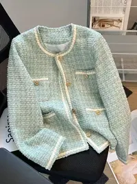 18098#时尚气质设计感粗花呢小香风外套【A1-2】