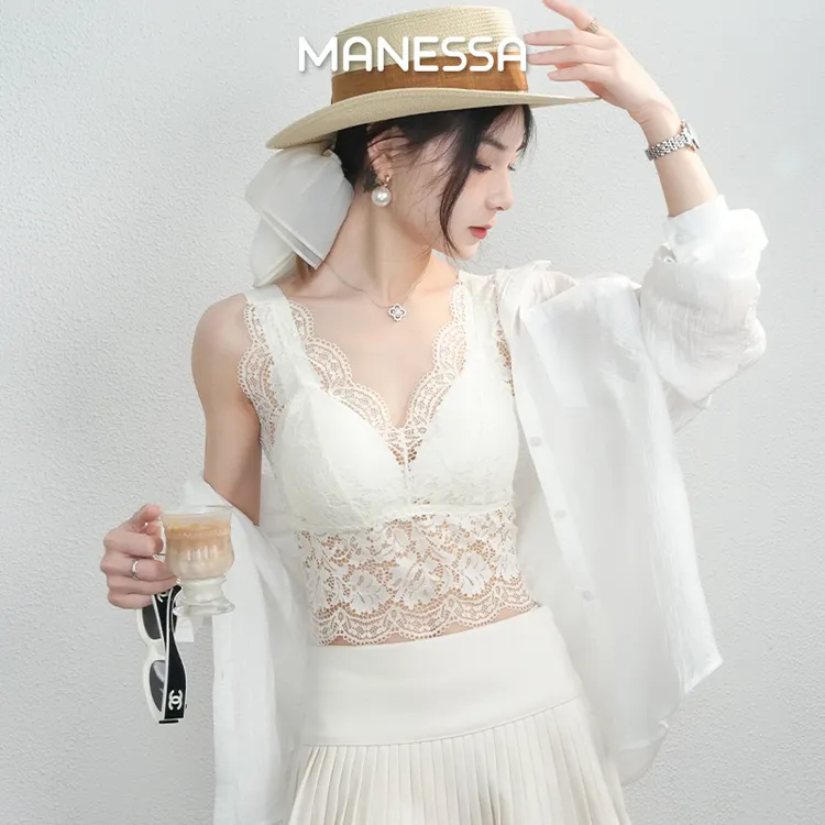 曼娜莎【花团锦簇】定制蕾丝夏日穿搭露背性感舒适显瘦百搭吊带背心