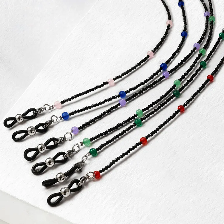 玛瑙水晶眼镜链挂脖老花镜防丢绳防掉百搭链口罩耳机挂绳时尚高档