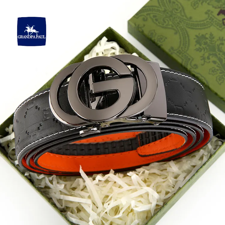 保罗男士新款潮流商务百搭全卡槽自动扣高档青年气质个性商务腰带