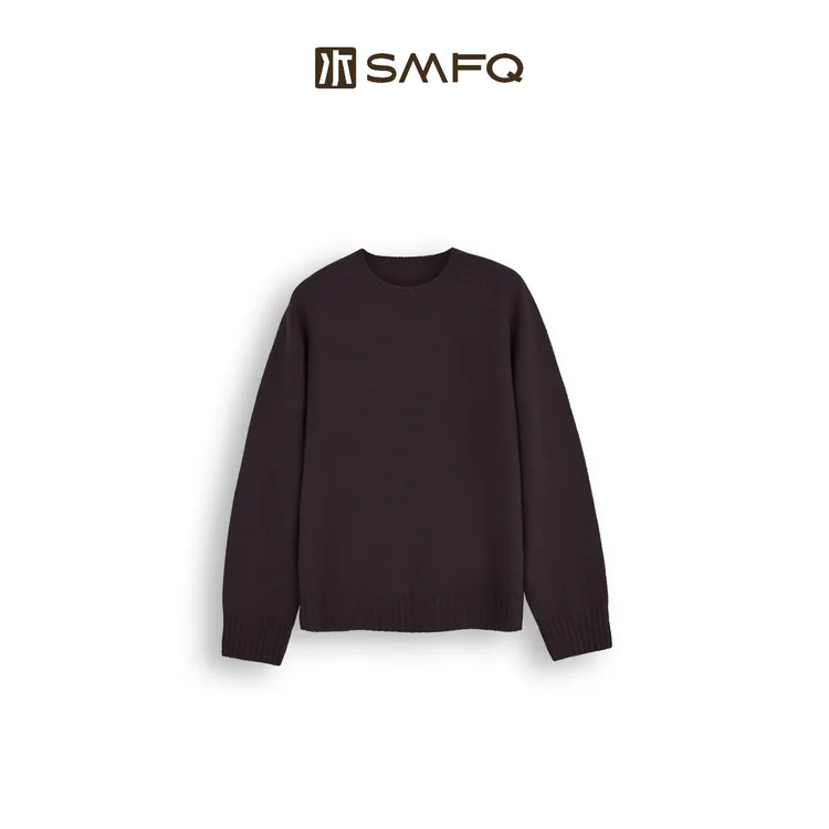 水木夫妻进口山羊绒100%一体机织经典圆领羊绒衫毛衣