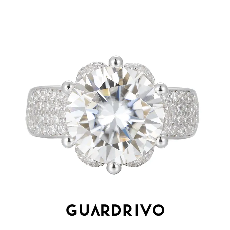 925银莫桑石戒指 佳德瑞宝精美饰品郁金香花瓣典雅富贵戒指