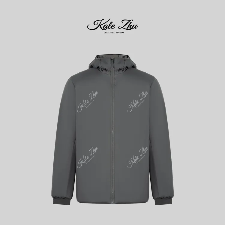 【KALE ZHU】男士高奢撞色秋冬休闲连帽拉链夹克棉服 KZYB4W1032