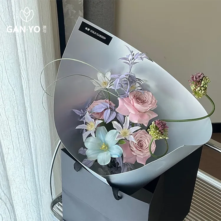 港与 进口双面哑银硬挺纸鲜花束包装纸花艺花店包花造型纸diy资材