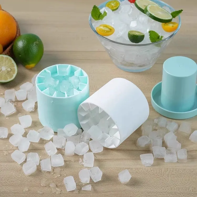 冰格模具制冰筒新款家用软硅胶易脱模冰块模具捏捏杯冰块储存杯