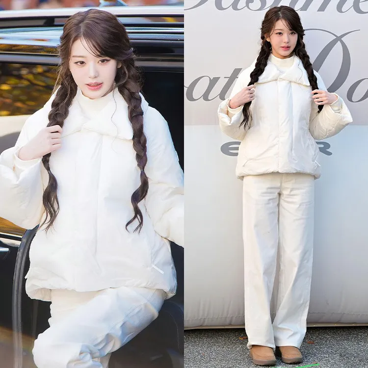 张元英同款白色翻领白鸭绒羽绒服女冬季2025新款小个子短款外套潮