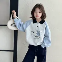 女童秋款卫衣2025春秋新款儿童休闲卡通风中大童POLO领卫衣Q13873