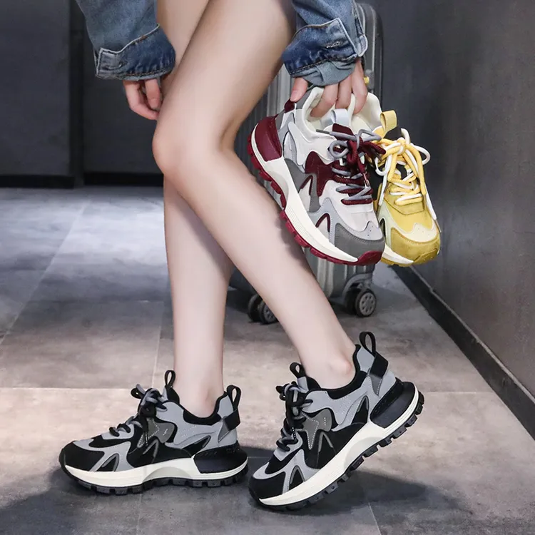 秋冬新款小蛮腰时尚休闲女鞋撞色搭配阿甘鞋百搭女款女士运动鞋in