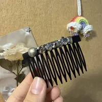 水晶倒插梳HANDMADE高级感韩版头饰发饰气质百搭简约