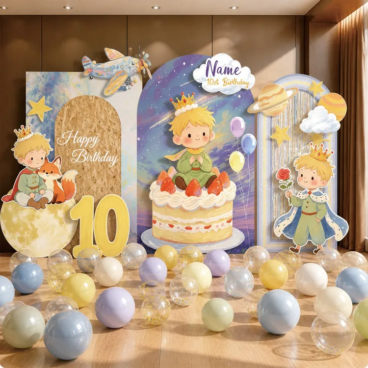 10~16岁男孩小王子生日场景布置气球派对装饰背景墙KT板