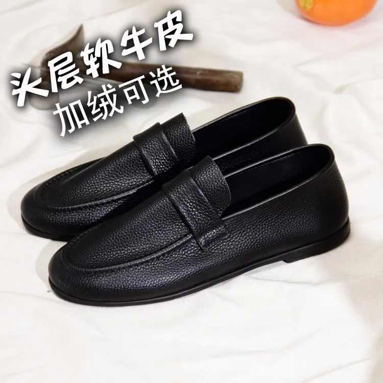 真牛皮透气休闲男鞋手工板鞋百搭复古青年便鞋潮鞋豆豆鞋情侣男鞋