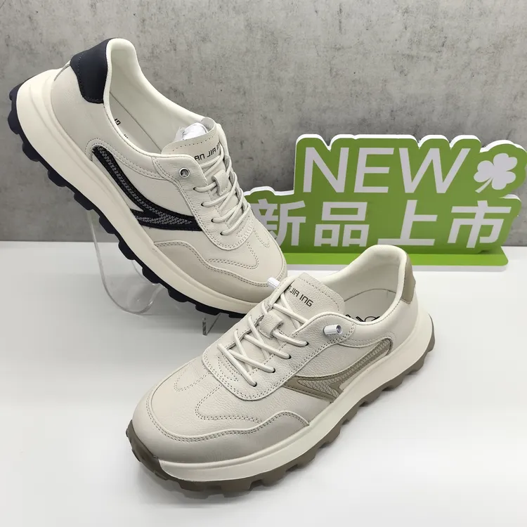 安嘉英2025秋冬松紧系带时尚厚底防滑百搭舒适真皮透气潮鞋阿甘鞋