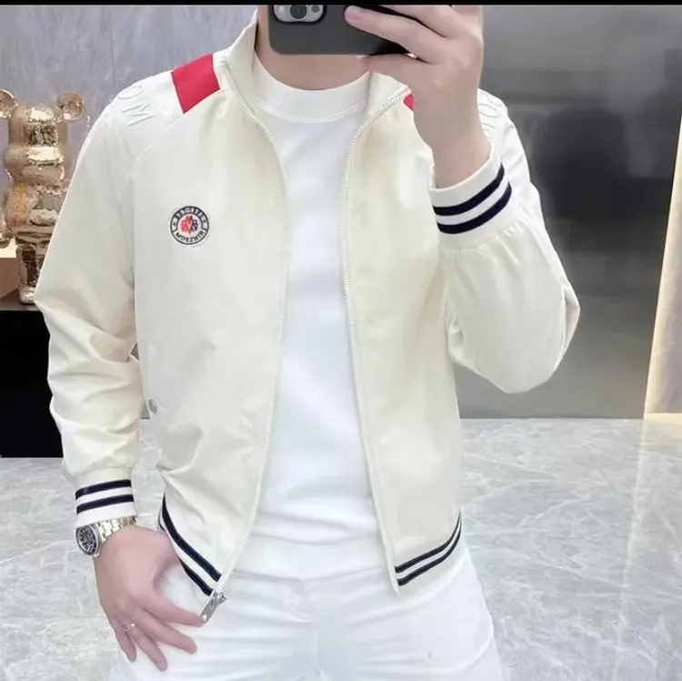 度尚-2025秋季新款欧洲站男轻奢立领拼色时尚潮牌休闲夹克外套