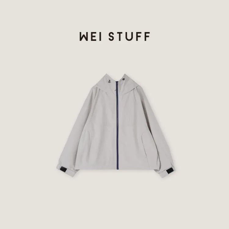 WEI STUFF"秋野之行“简约显瘦休闲宽松连帽风衣外套 8838