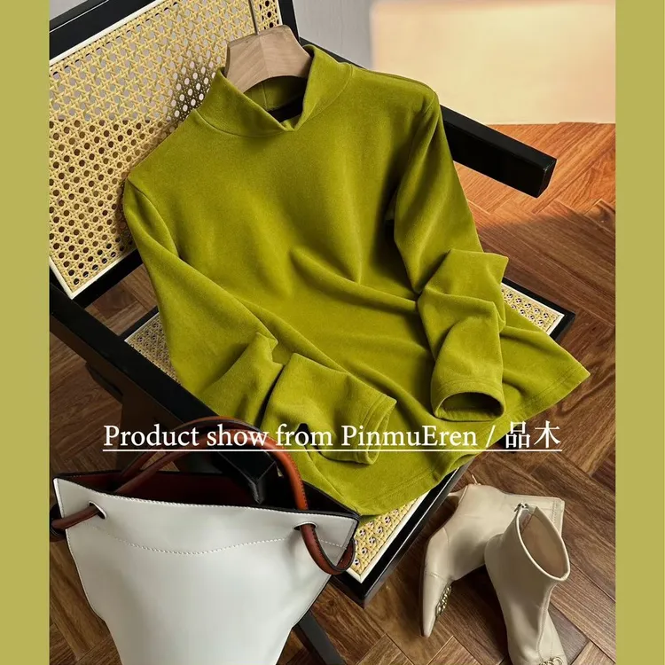 品木E人85255暖膨膨秋冬磨毛中高领膨体手感软糯发热保暖纯色单衣