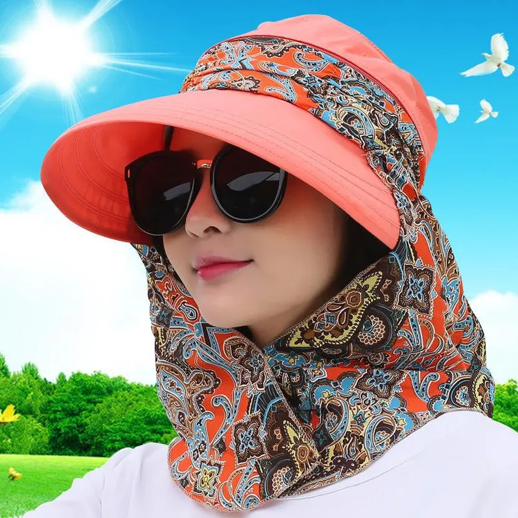 帽子女出游百搭太阳帽女夏遮阳帽骑车户外防紫外线大沿遮脸防晒帽