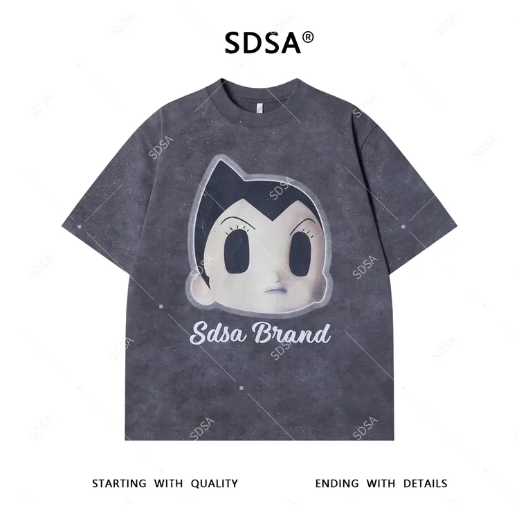 夏季高级感新款男士满天星阿童木字母印花短袖T恤百搭潮牌上衣