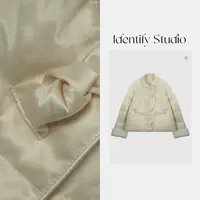  IDENTIFY冬季领口丝绒水貂毛拼接三粒扭结扣羽绒外套25AWG120827