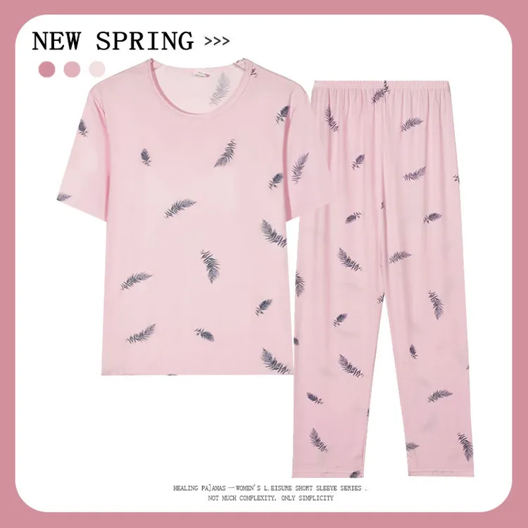睡衣外贸家居服套装卡通女甜美女生短袖长裤可爱夏季春秋