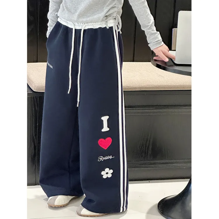 K29686孙小美美式复古女童休闲裤秋装儿童裤子2025新款大童直筒裤