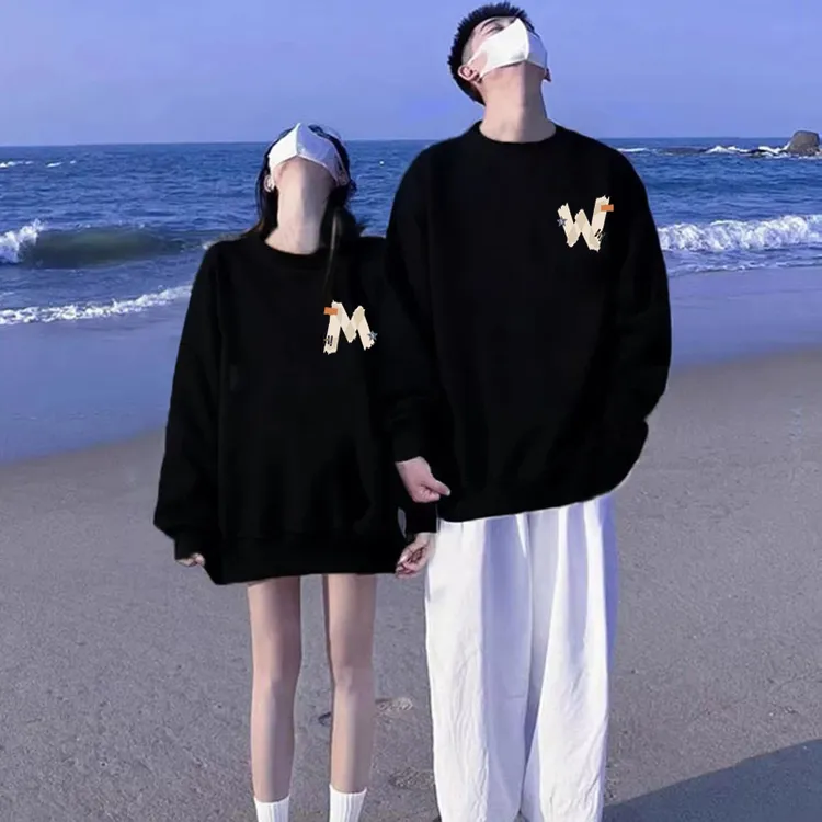 不一样的情侣装卫衣2025新款春秋冬季独特圆领加绒韩系高级感小众