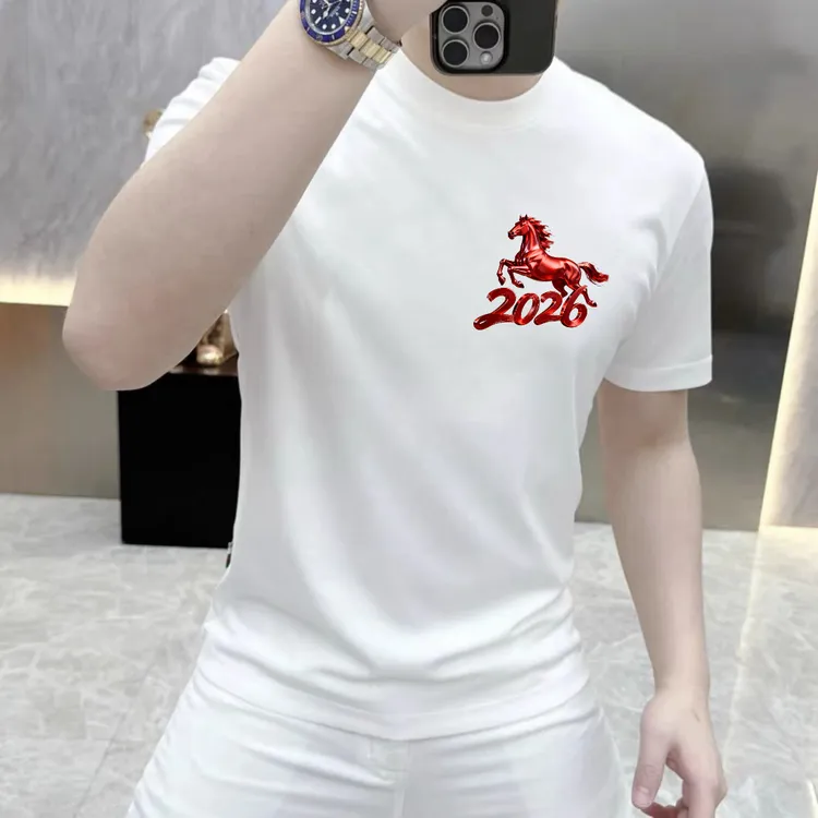 男士夏季纯棉短袖T恤时尚休闲百搭圆领潮流印花上衣