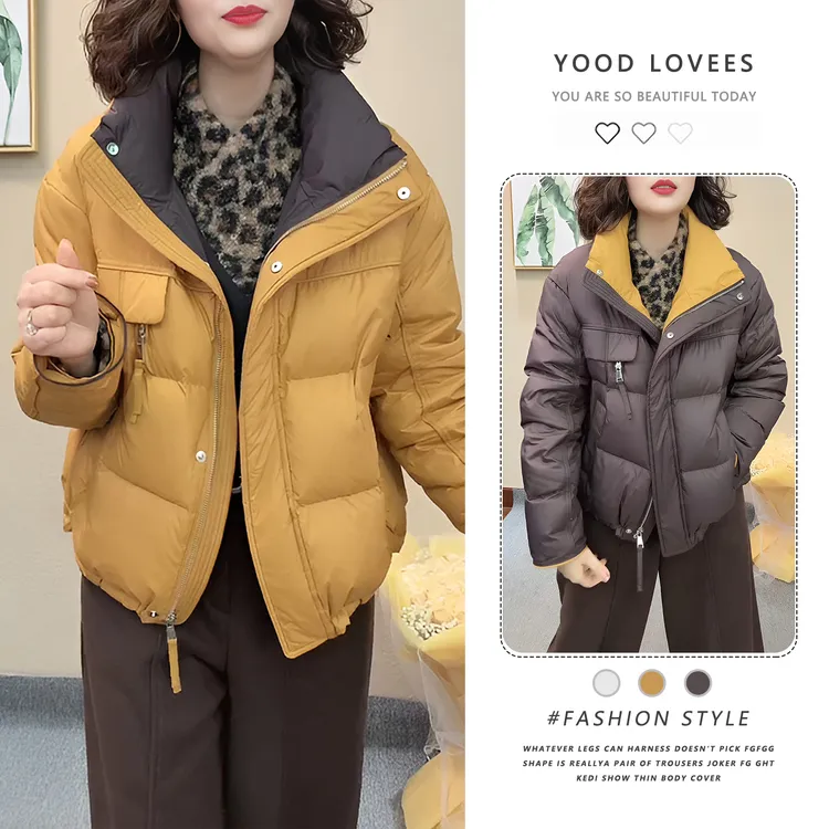 2025冬季新款时尚韩版拼接时尚短款外套日常保暖宽松小个子短外套