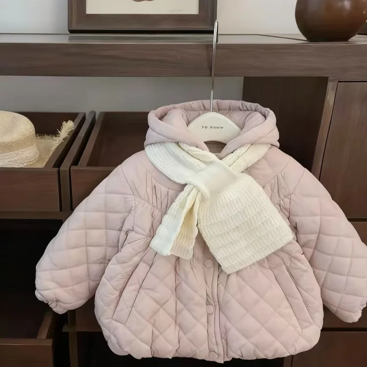 女童菱格娃娃衫棉服加棉保暖公主冬季棉衣