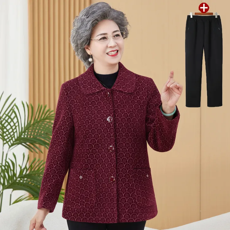 老年人秋装女奶奶装气质长袖外套60-70岁老太太衣服妈妈秋冬上衣