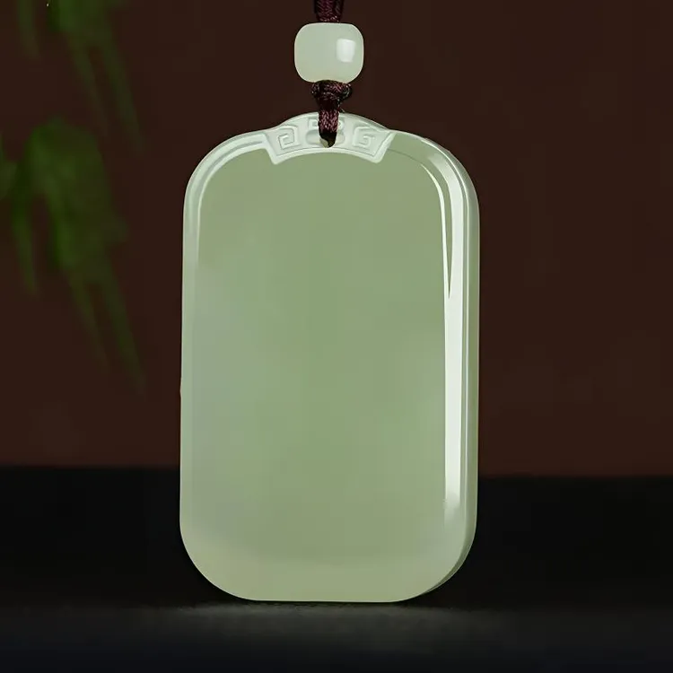 天然和田玉平安无事牌吊坠男女青玉平安牌玉佩玉石无字牌玉牌挂件