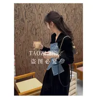 桃子自制 09577 【单独洗涤可机洗】秋冬百搭牛仔拼接丝绒气质上衣