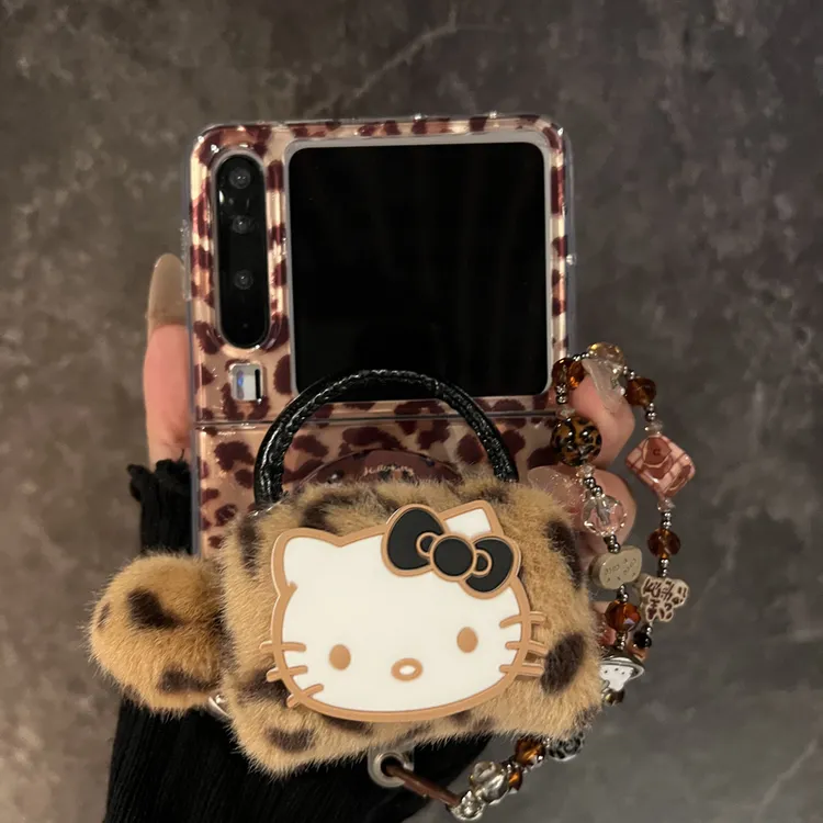 卡通复古豹纹适用华为purax典藏版手机壳阔折叠屏pocket2女款磁吸