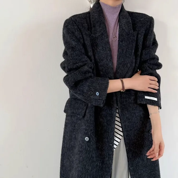 韩系高级感双面羊毛苏利西装领女秋冬气质显瘦宽松百搭羊毛大衣