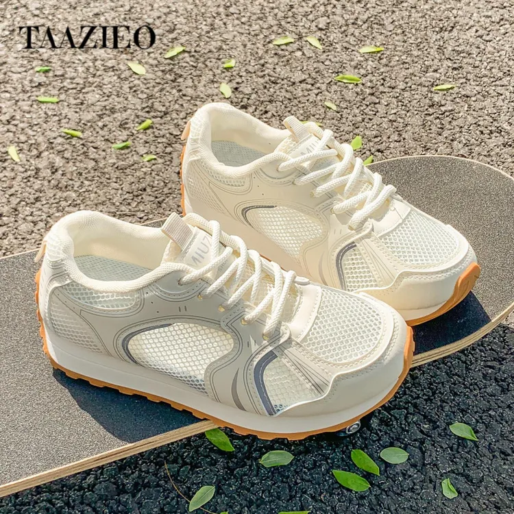 TAAZIEO夏薄款网面透气女鞋新款2025爆款时尚气质不累脚厚底运动