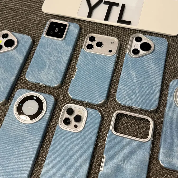 ins复古蓝色牛仔纹适用苹果17/16/15手机壳华为vivoppo小米iPhone商品图