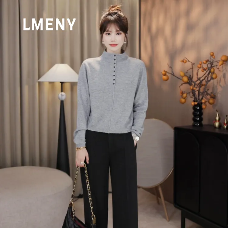 LMENY“高知半开襟”山羊绒+绵羊毛！半开襟翻领两穿亲肤毛衫25DM001
