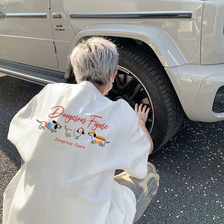 重磅300g纯棉短袖男美式高街痞帅t恤cleanfit潮牌宽松百搭五分袖