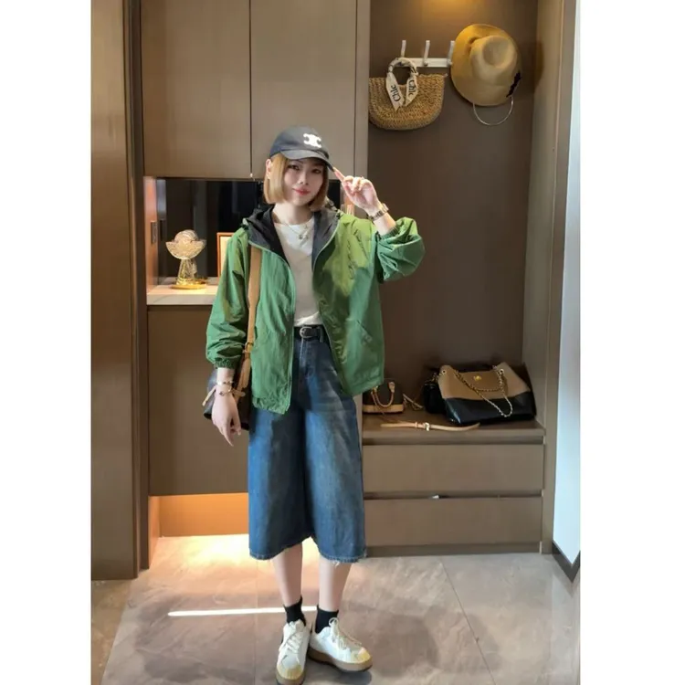 玳妮【轻量山系】秋季新款户外连帽拉链款风壳冲锋外套休闲款运动风